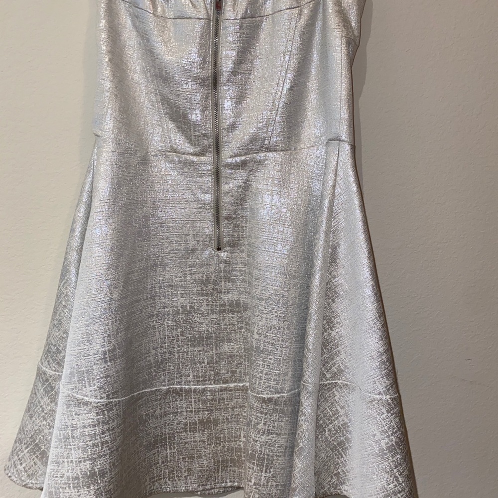 Express Strapless White/Silver Dress - Picture 5 of 8